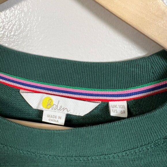 Boden Mabel Sweatshirt Dress Size 6 Green Metallic Stripes Preppy Comfy Casual - Picture 4 of 10